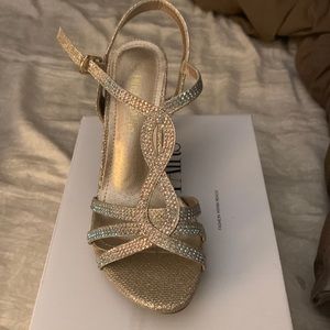 Dream Pair Gold T-Strap High Heel Dress Sandals